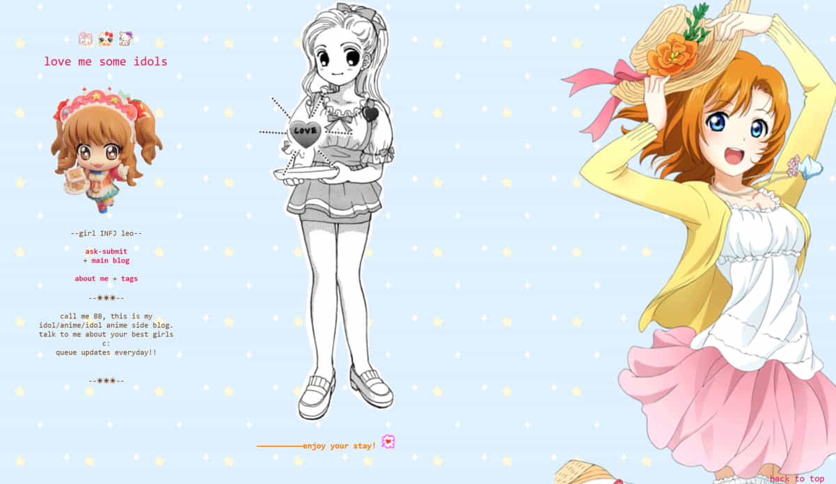 A screenshot of my teenage idol blog